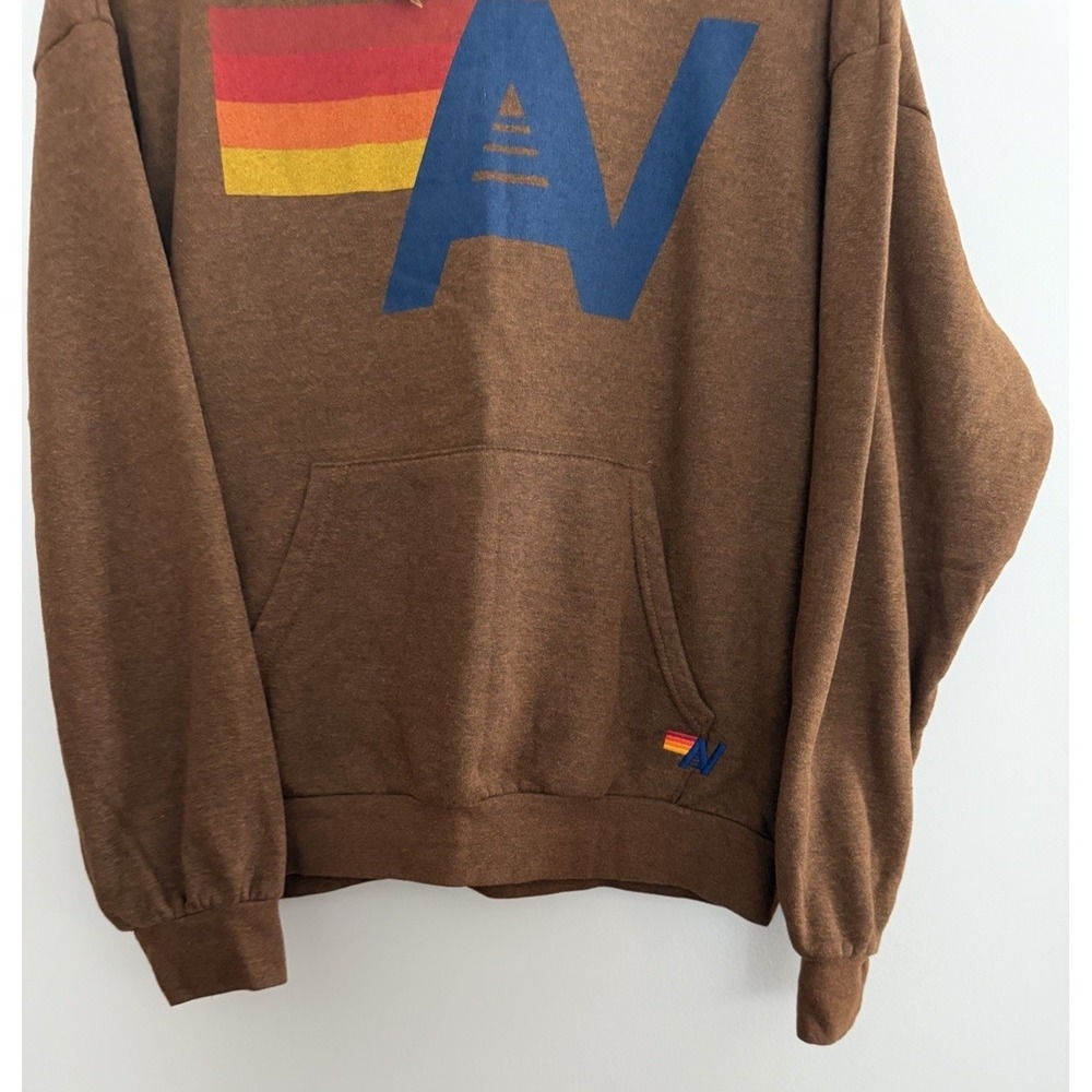 Aviator Nation Logo Pullover Relaxed Hoodie Chocolate Size Small - Picture 5 of 10